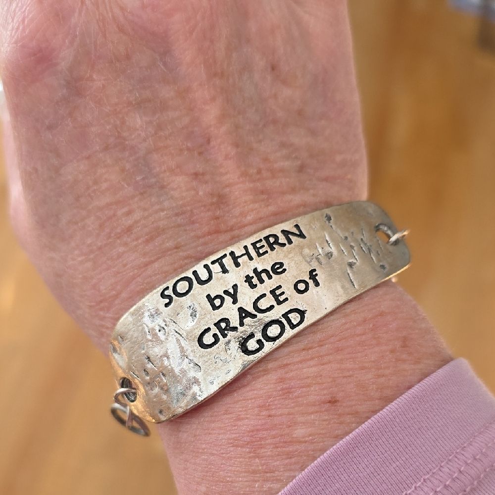 Southern by the Grace of God Silver Tone Inspirational Maximalist Bracelet